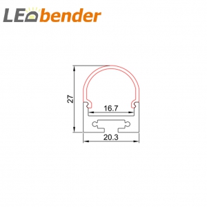 LED Aluprofil für LED Strips mit Diffusor LB-AP27 Länge 2m