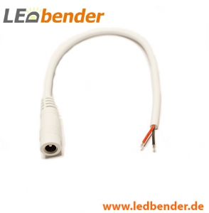 LED Anschlusskabel 20cm mit DC-Buchse / offenes Kabelende weiß