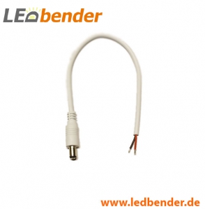 LED Anschlusskabel 20cm mit DC-Stecker / offenes Kabelende weiß