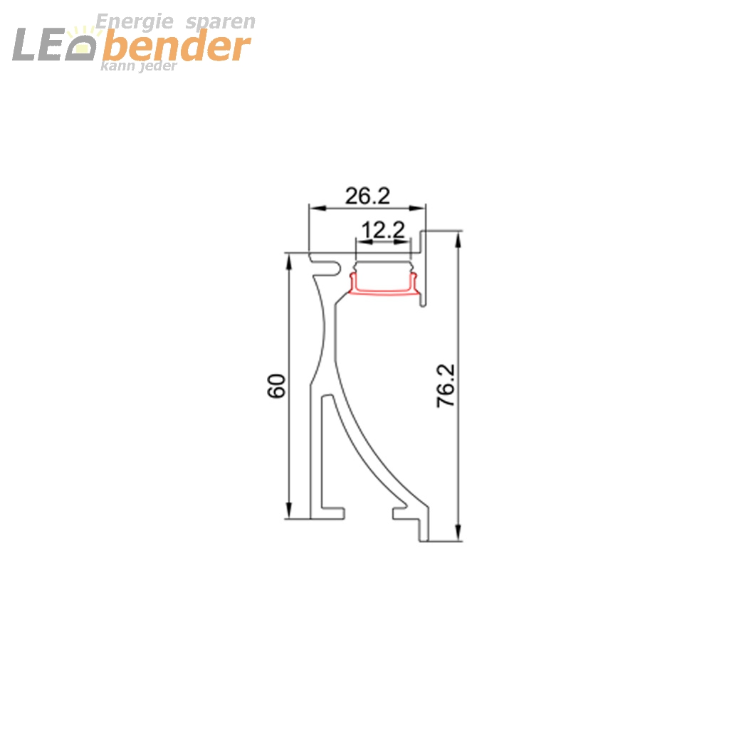 LED Aluprofil für LED Strips mit Diffusor LB-AP23 Länge 2m