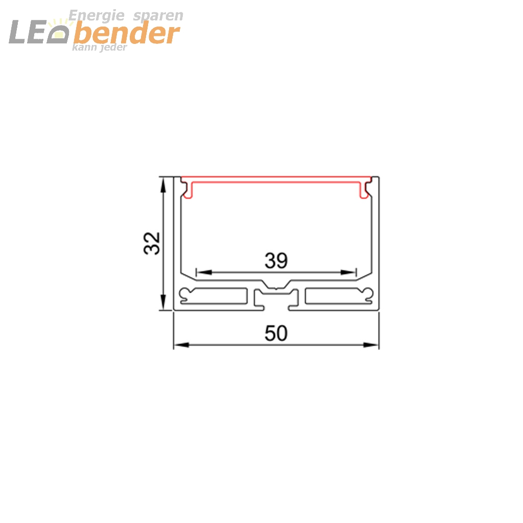 LED Aluprofil für LED Strips mit Diffusor LB-AP46 Länge 2m