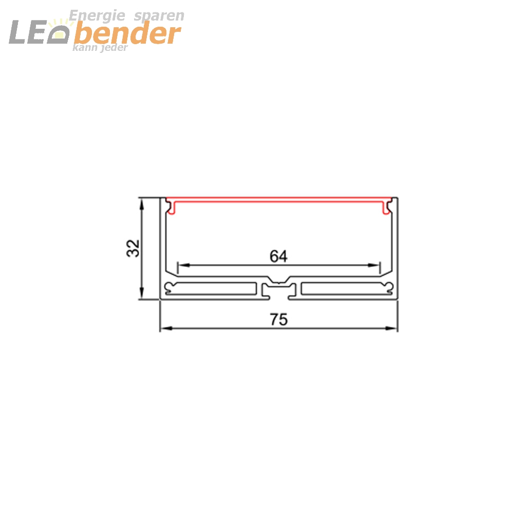 LED Aluprofil für LED Strips mit Diffusor LB-AP48 Länge 2m