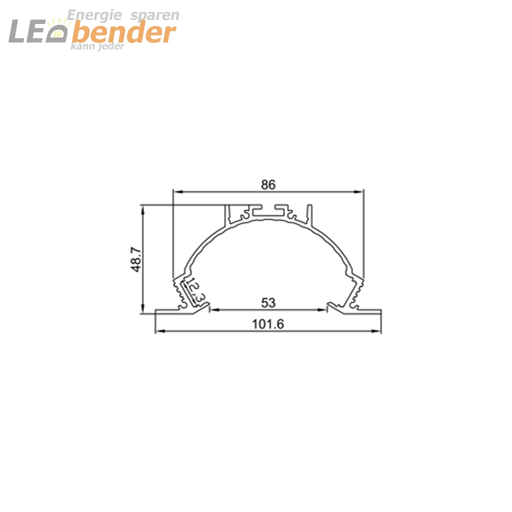 LED Aluprofil für LED Strips mit Diffusor LB-AP59 Länge 2m