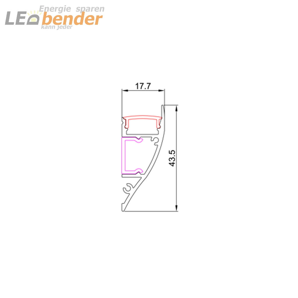 LED Aluprofil für LED Strips mit Diffusor LB-AP62 Länge 2m