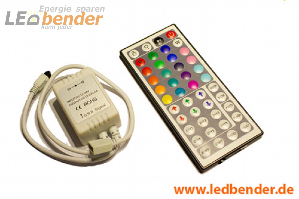 LED RGB Controller mit Infrarot-Fernbedienung 44 Tasten 12/24V