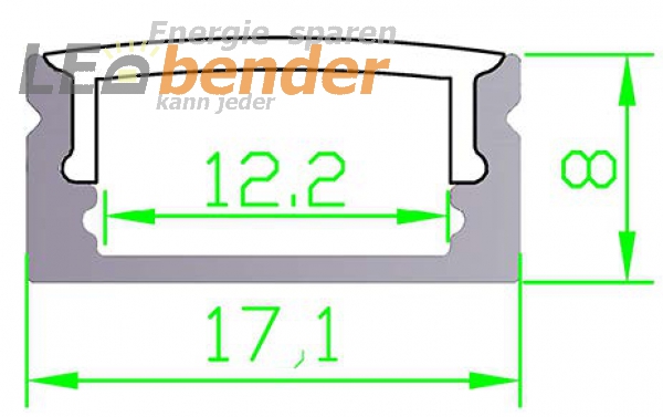 LED Aluprofil für LED Strips mit Diffusor LB-AP02 Länge 2m