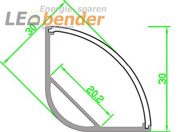 LED Aluprofil für LED Strips mit Diffusor LB-AP16 Länge 2m